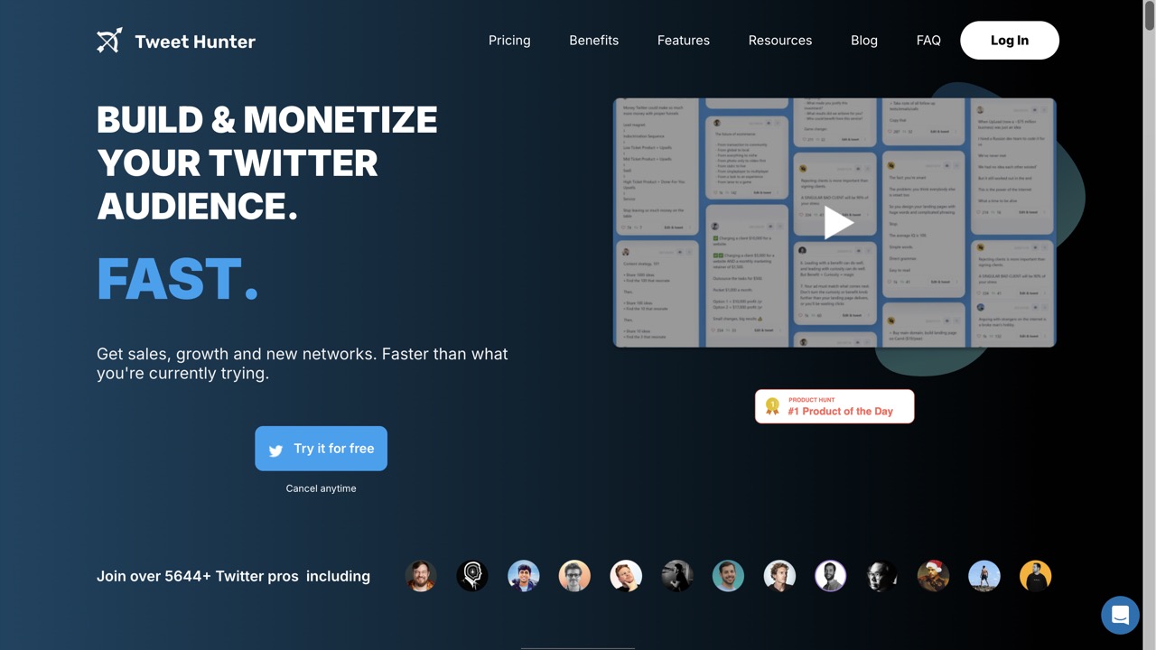 Tweet Hunter Home Page Tweet Hunter Home Page
