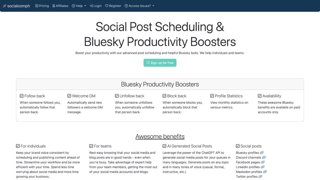 SocialOomph Home Page SocialOomph Home Page